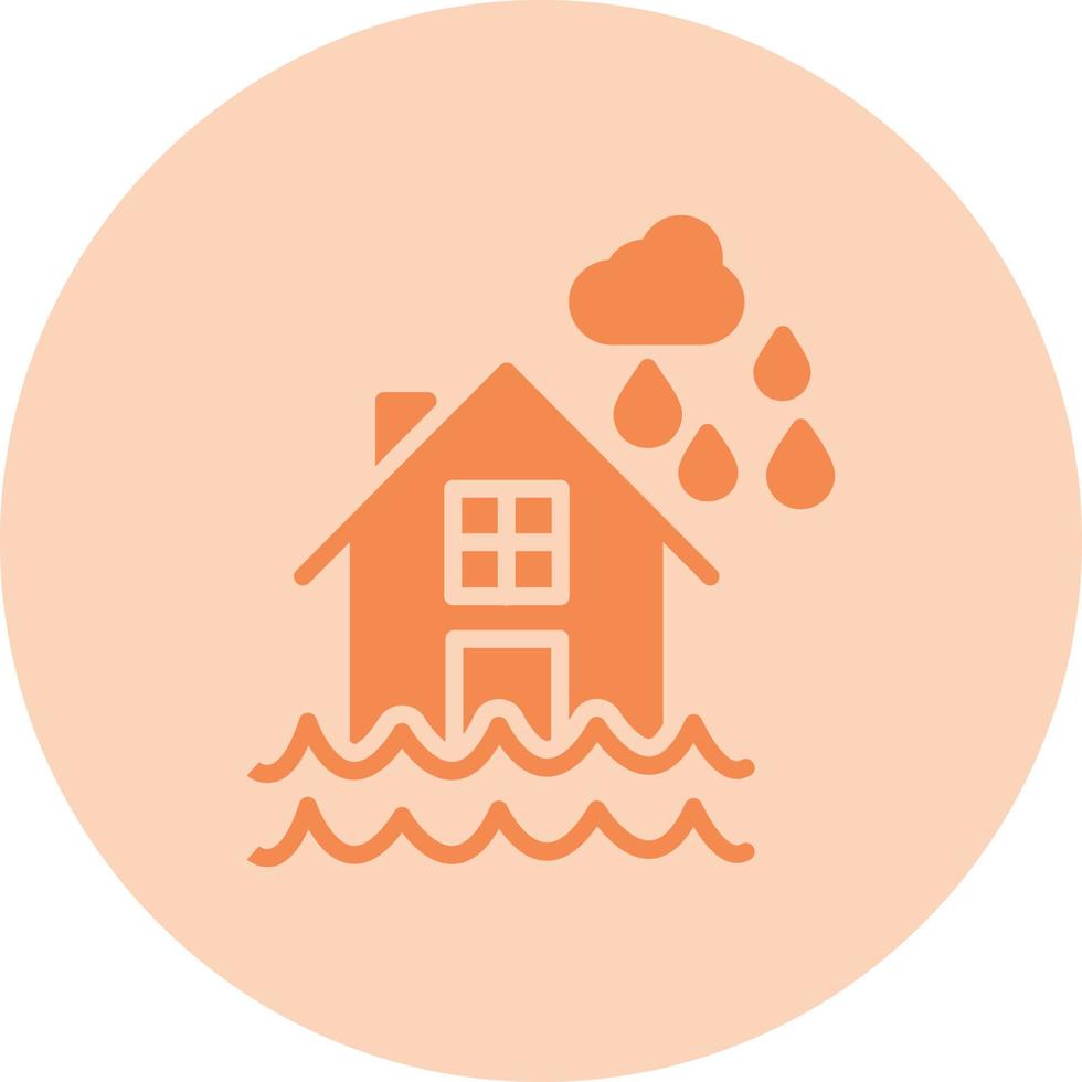 icono de vector de casa inundada