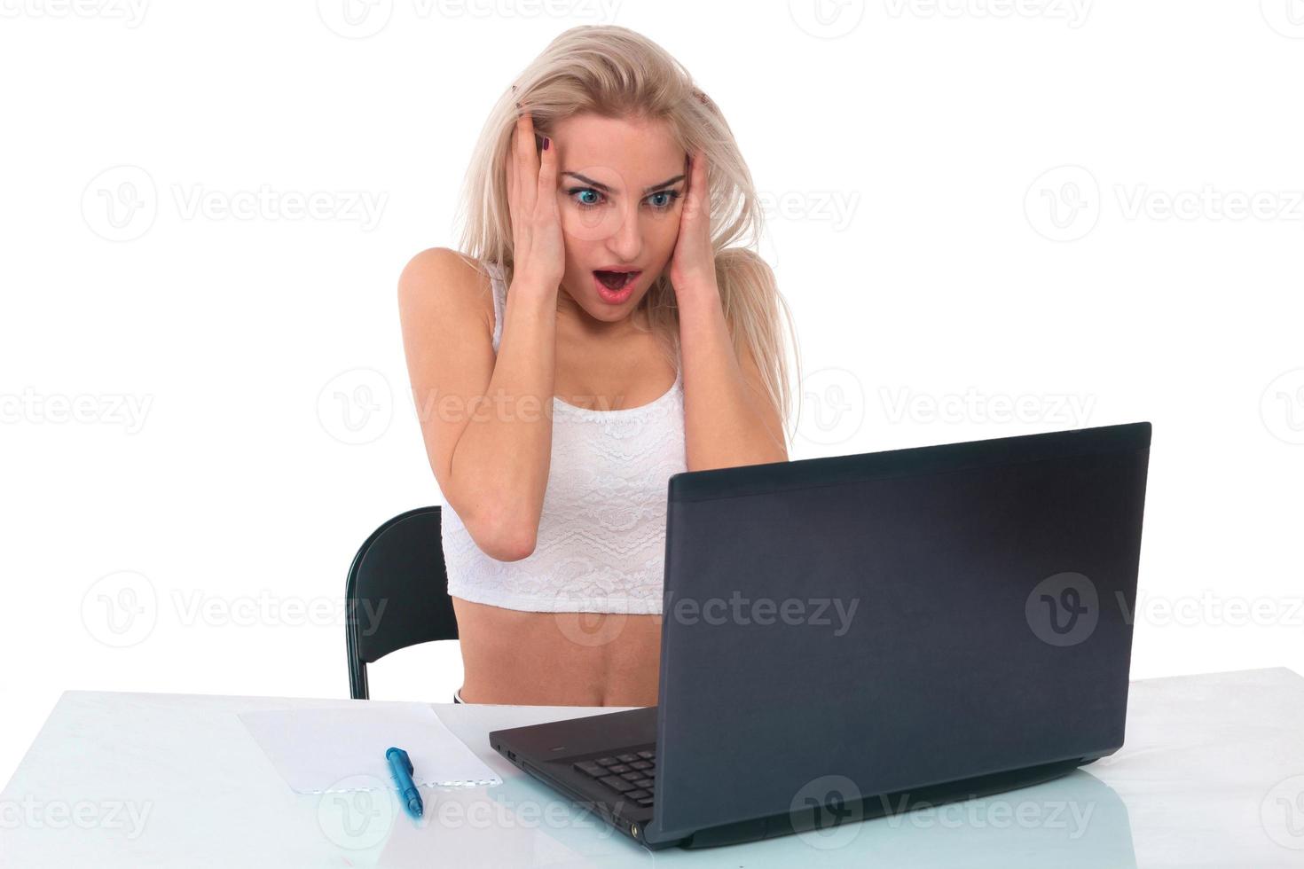 Girl with laptop photo