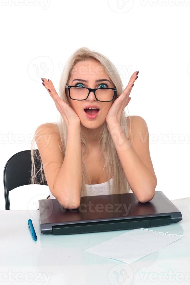 Girl with laptop photo