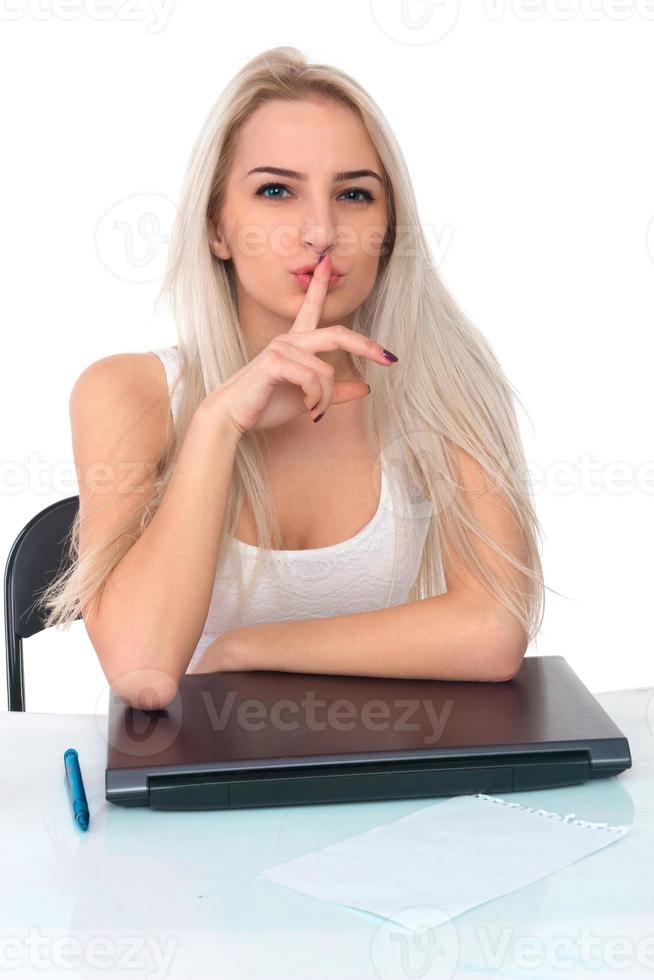 Girl with laptop photo