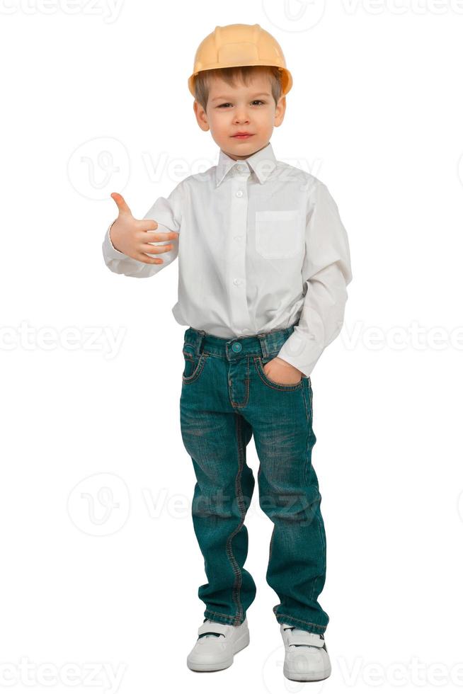 The little boy on a white background photo