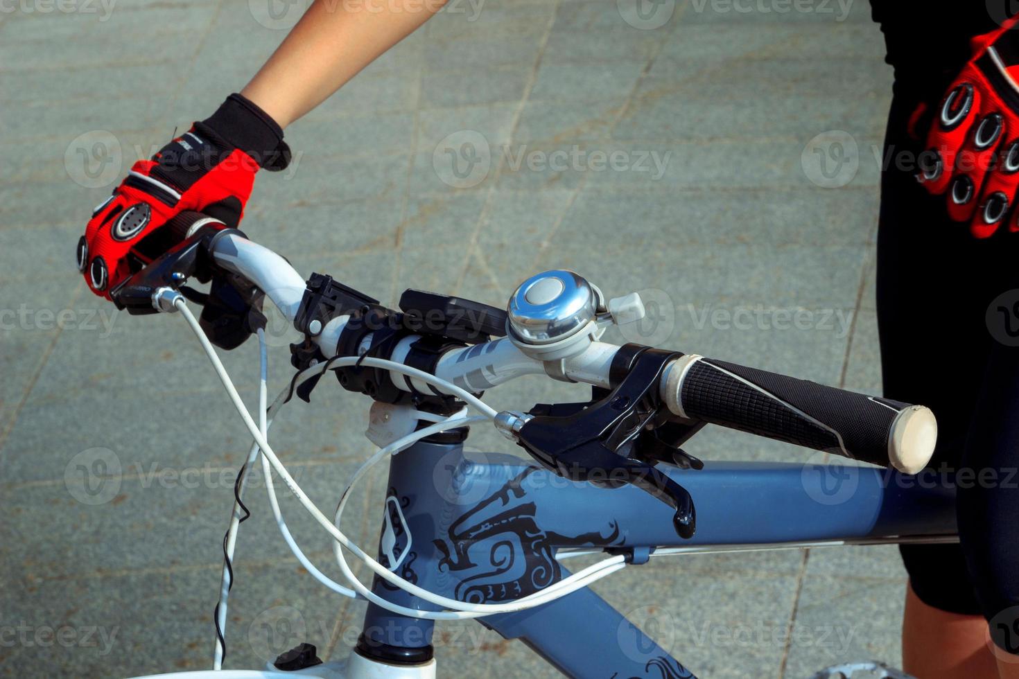 charming woman hands with bicycle photo