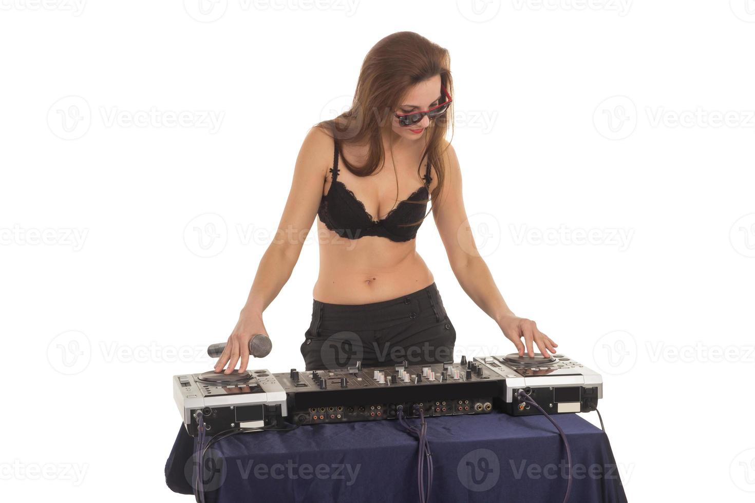 Girl in the black bra with the mixer photo