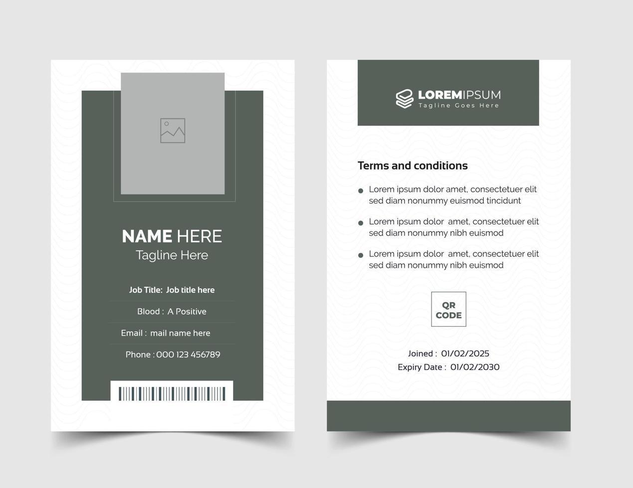 Modern Clean ID Card Template, Employee Id card, Identity Card Template Vector