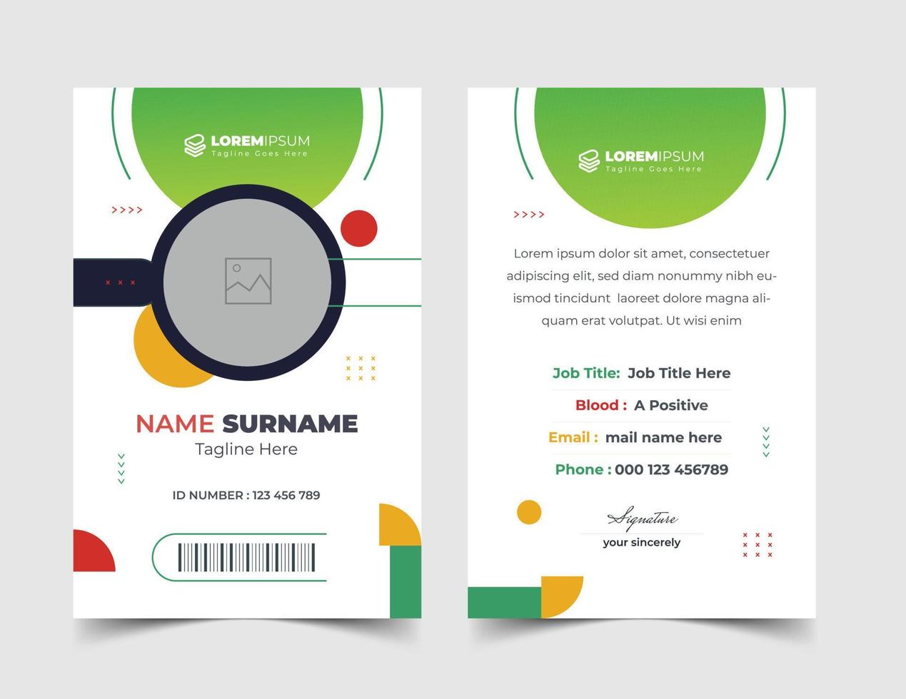 Modern Clean ID Card Template, Employee Id card, Identity Card Template Vector