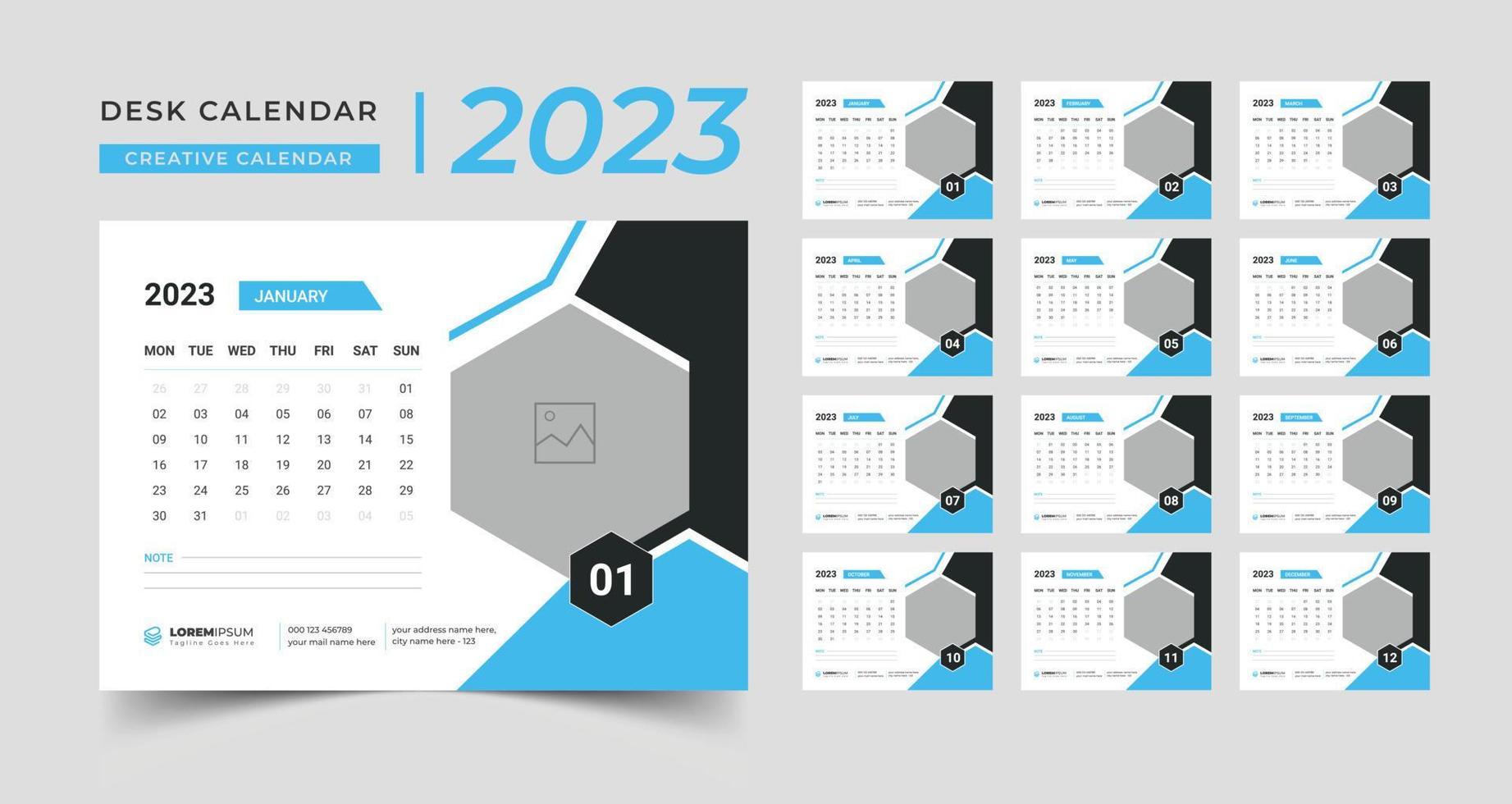 Professional business 2023 calendar, Abstract new year 2023 calendar, table calendar 2023 vector