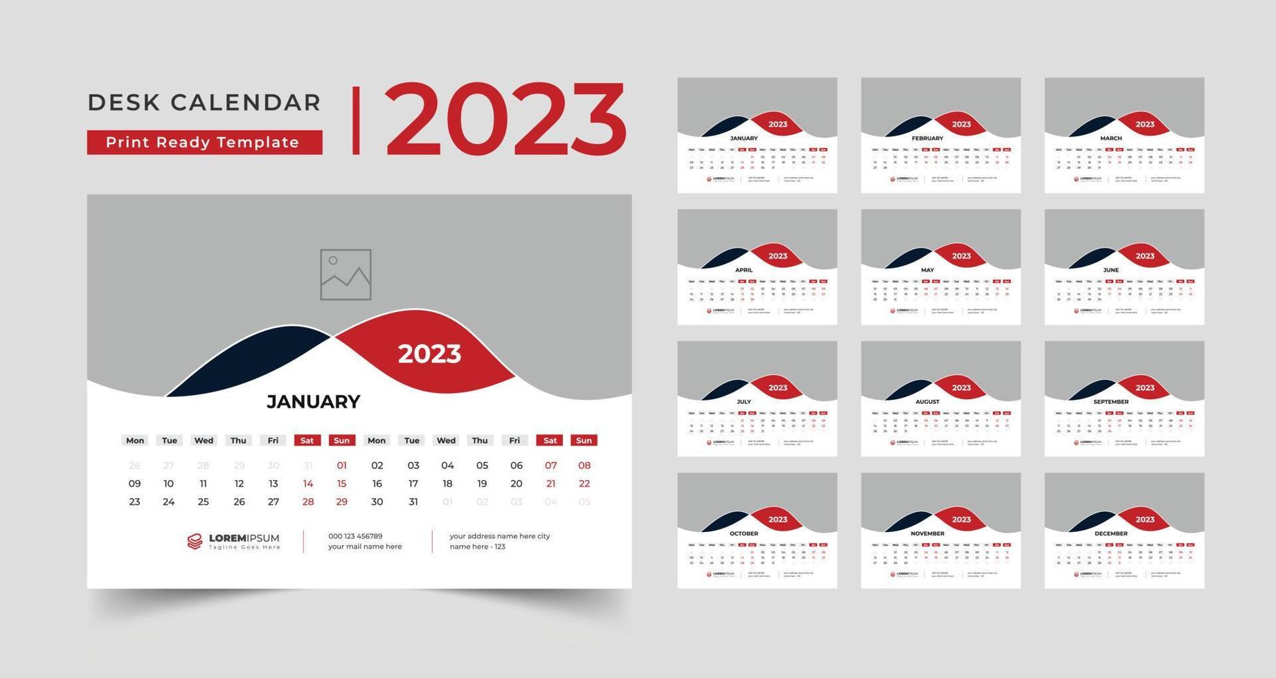 Desk Calendar 2023 template design, creative desk calendar, table calendar 2023 vector