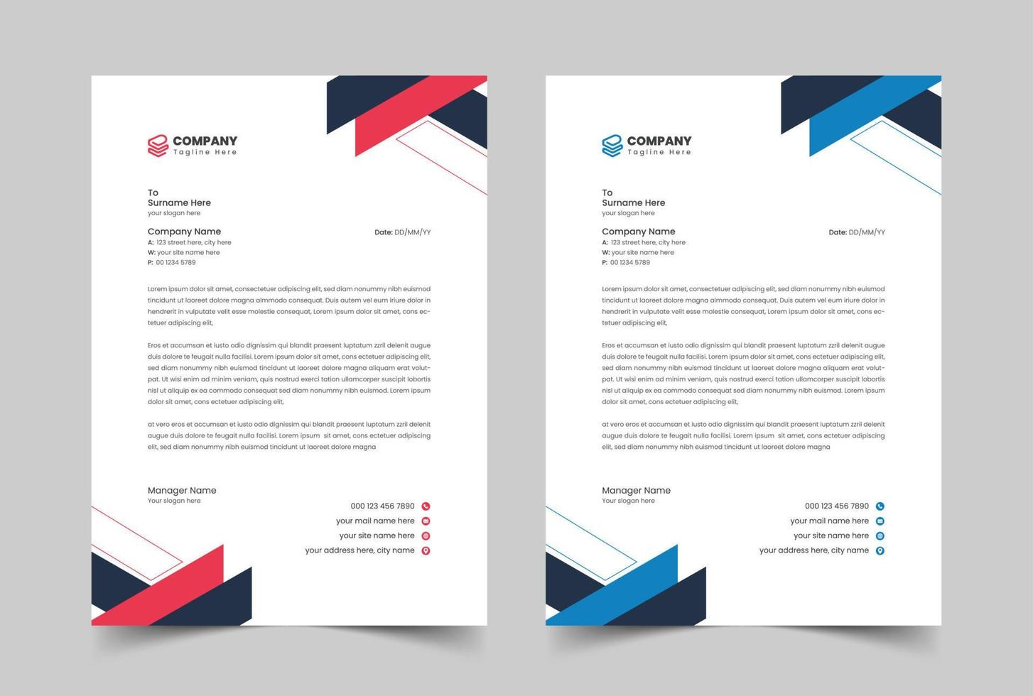 Simple Professional Letterhead Template, Minimalist Letterhead, Corporate Letterhead vector