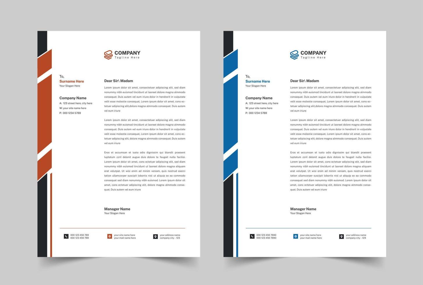 Creative and Clean Business Letterhead, Modern Design, Vector Design, A4 Template