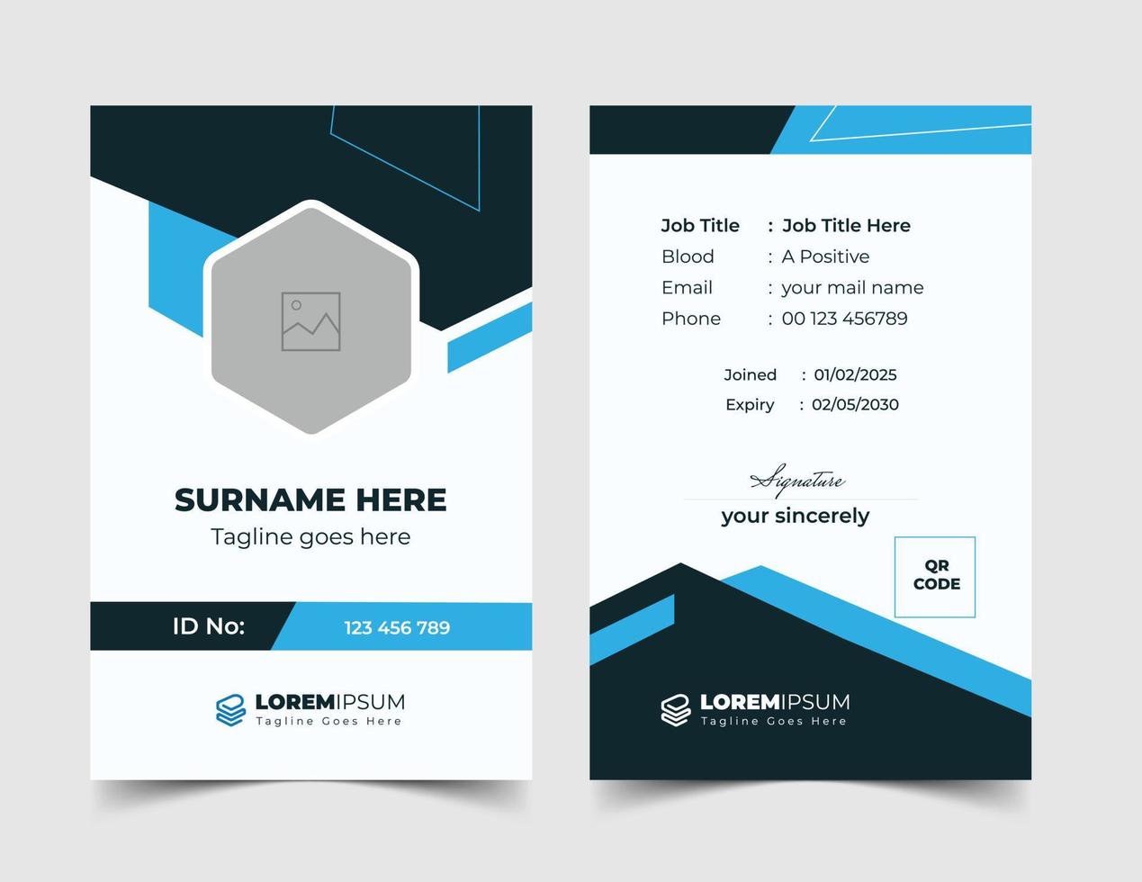 Modern Clean ID Card Template, Employee Id card, Identity Card Template Vector