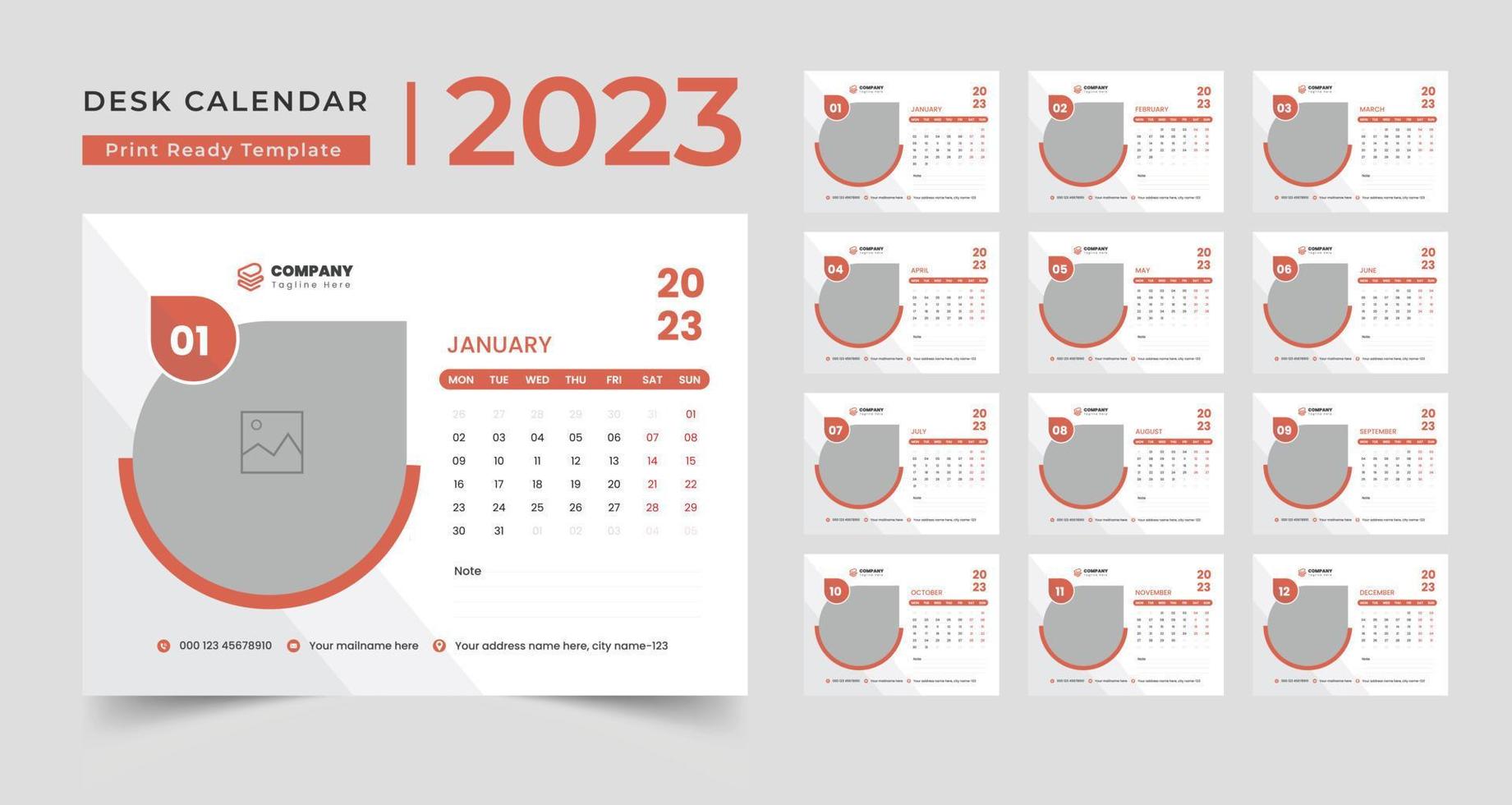 Modern Desk Calendar 2023, Set Desk Calendar 2023 template Creative design vector