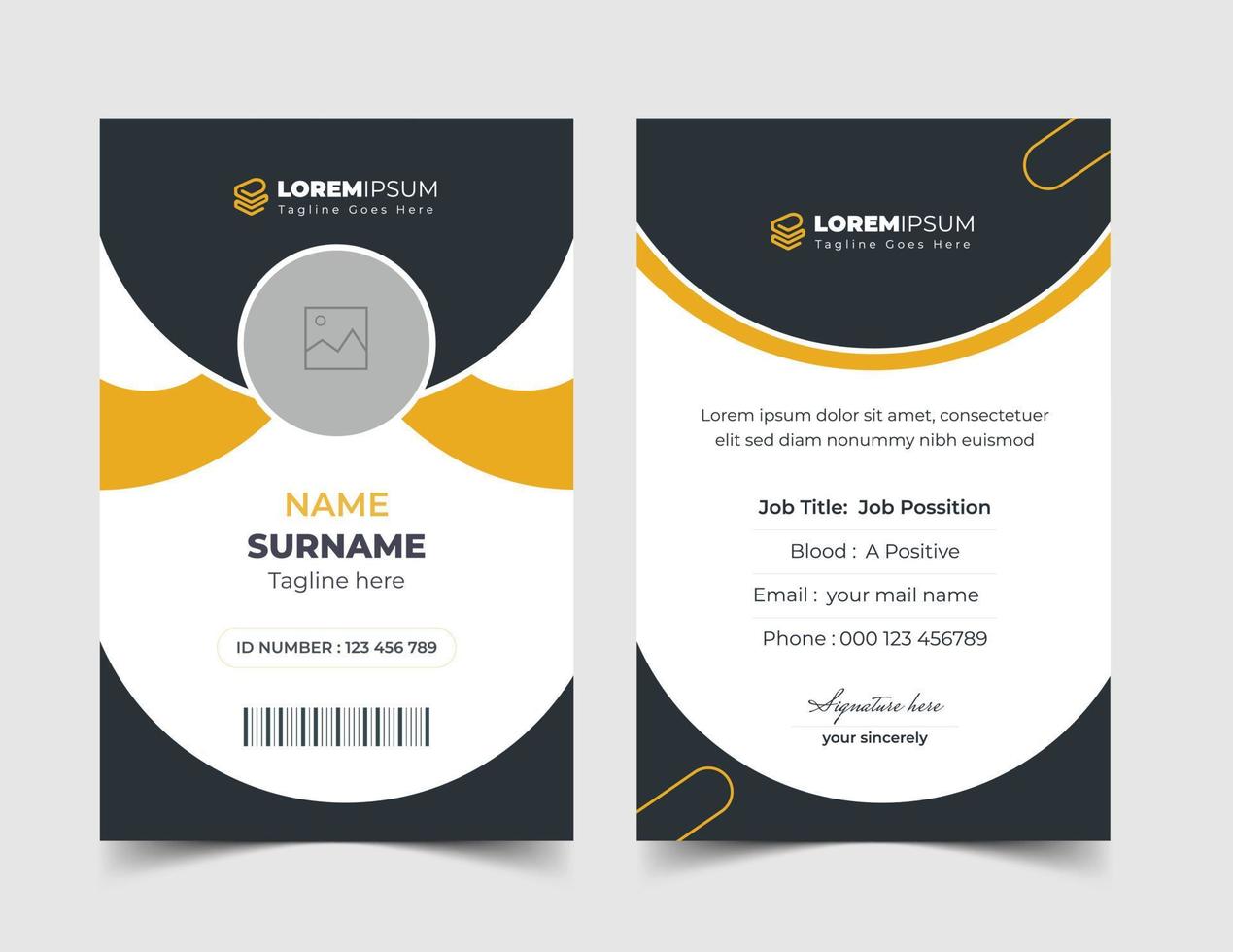 Modern Clean ID Card Template, Employee Id card, Identity Card Template Vector