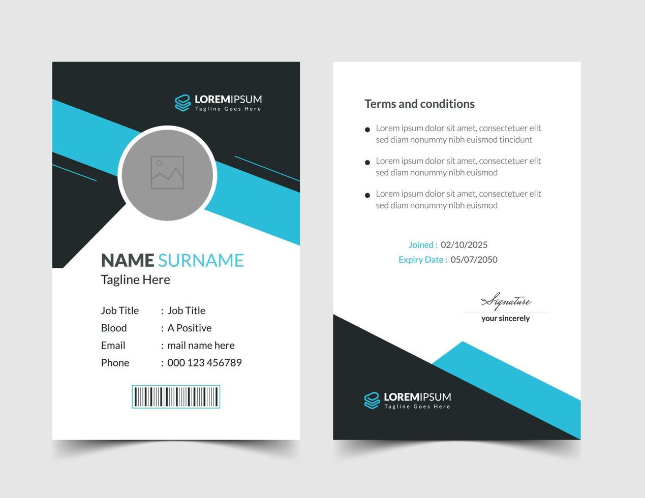 Modern Clean ID Card Template, Employee Id card, Identity Card Template Vector