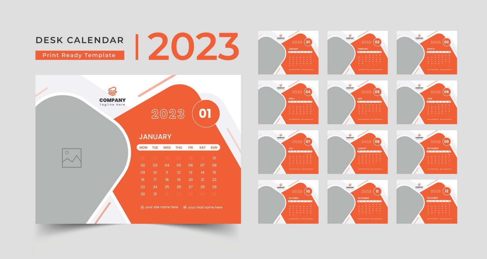 Modern Desk Calendar 2023, Set Desk Calendar 2023 template Creative design vector