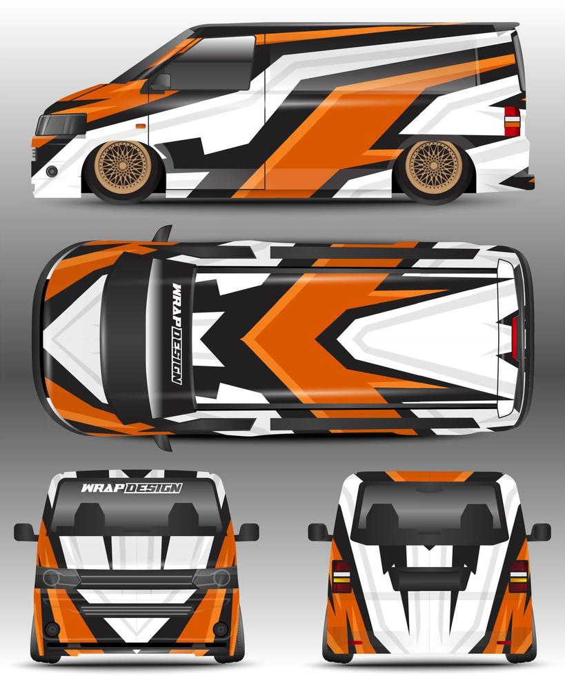 the design of the car wrapping sticker can be seen from all sides vector