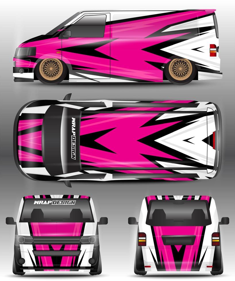 the design of the car wrapping sticker can be seen from all sides vector