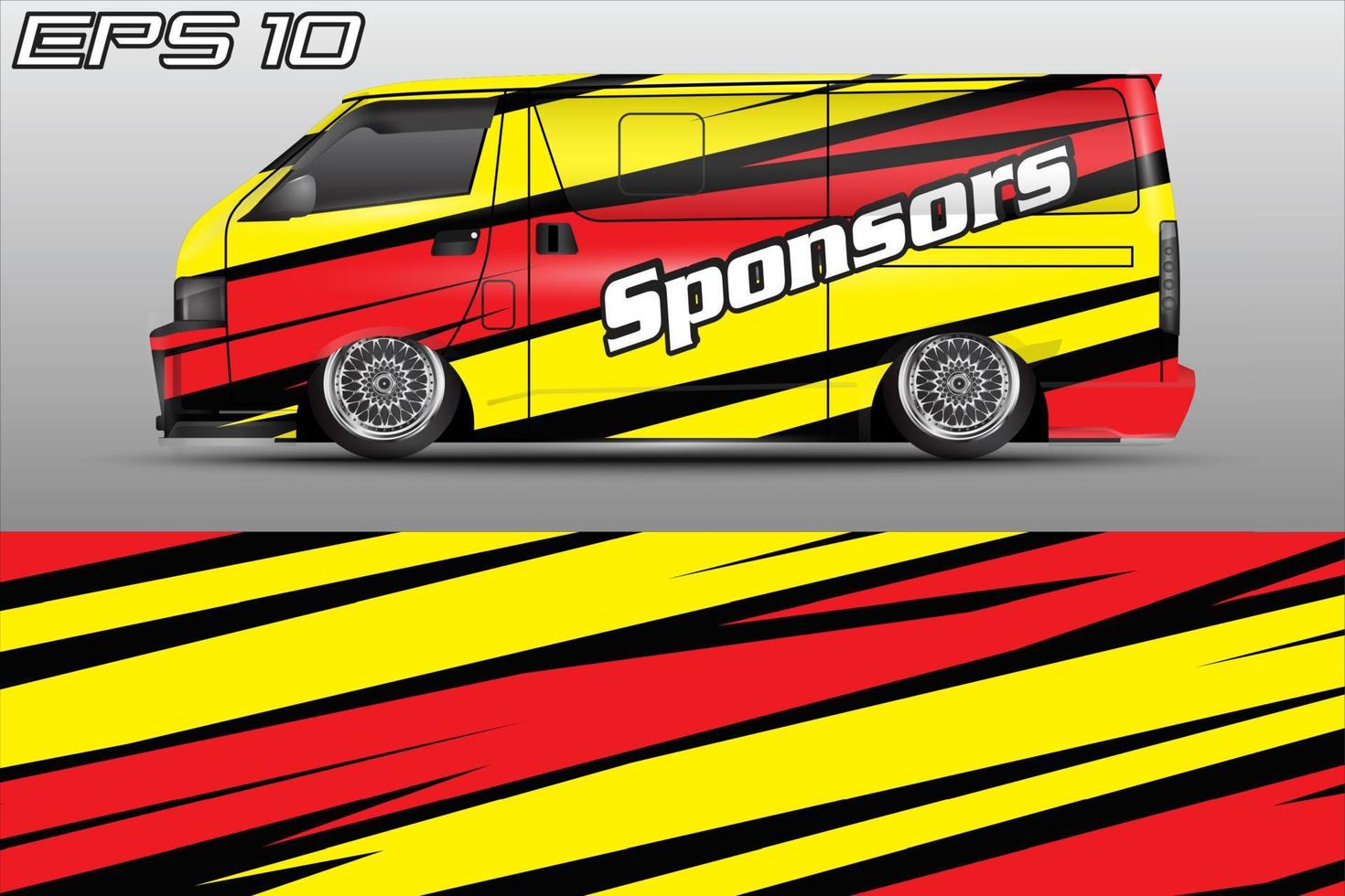 Automotive travel van car wrap livery sticker design template vector