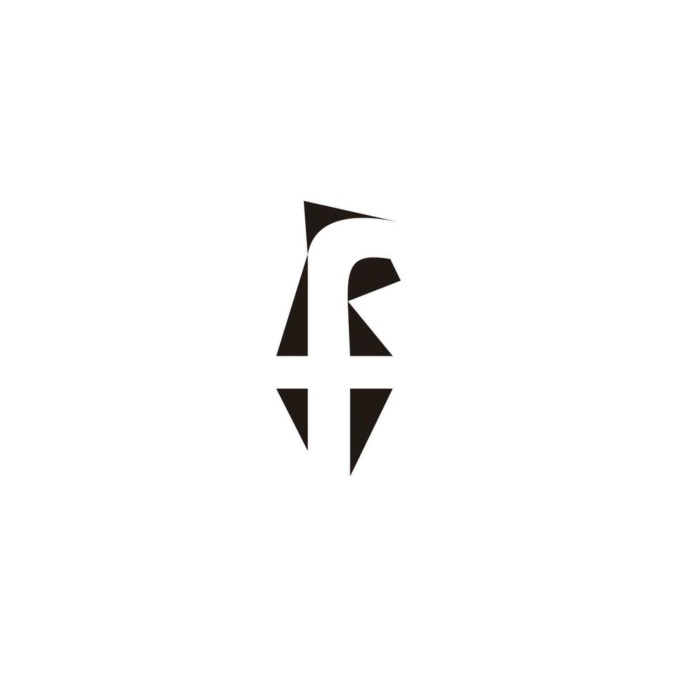 letter f unique negative space geometric simple logo vector