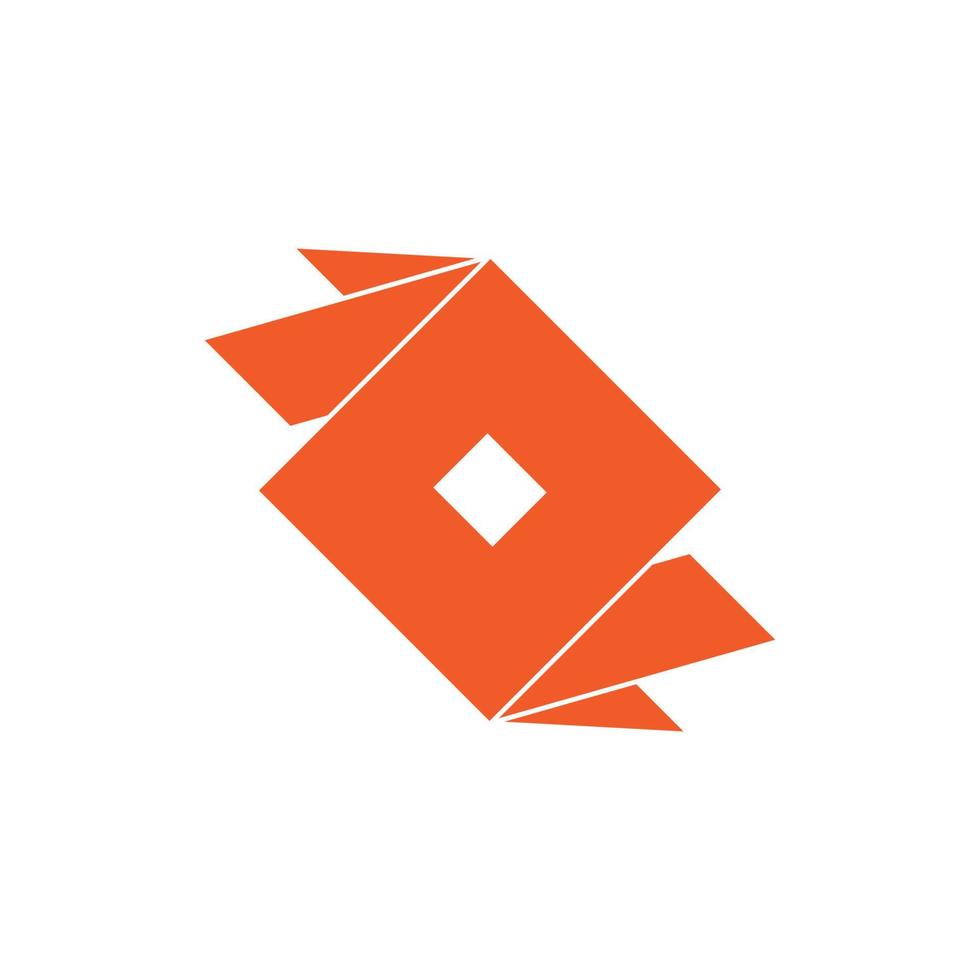 square geometric 3d paper shape symbol logo vector