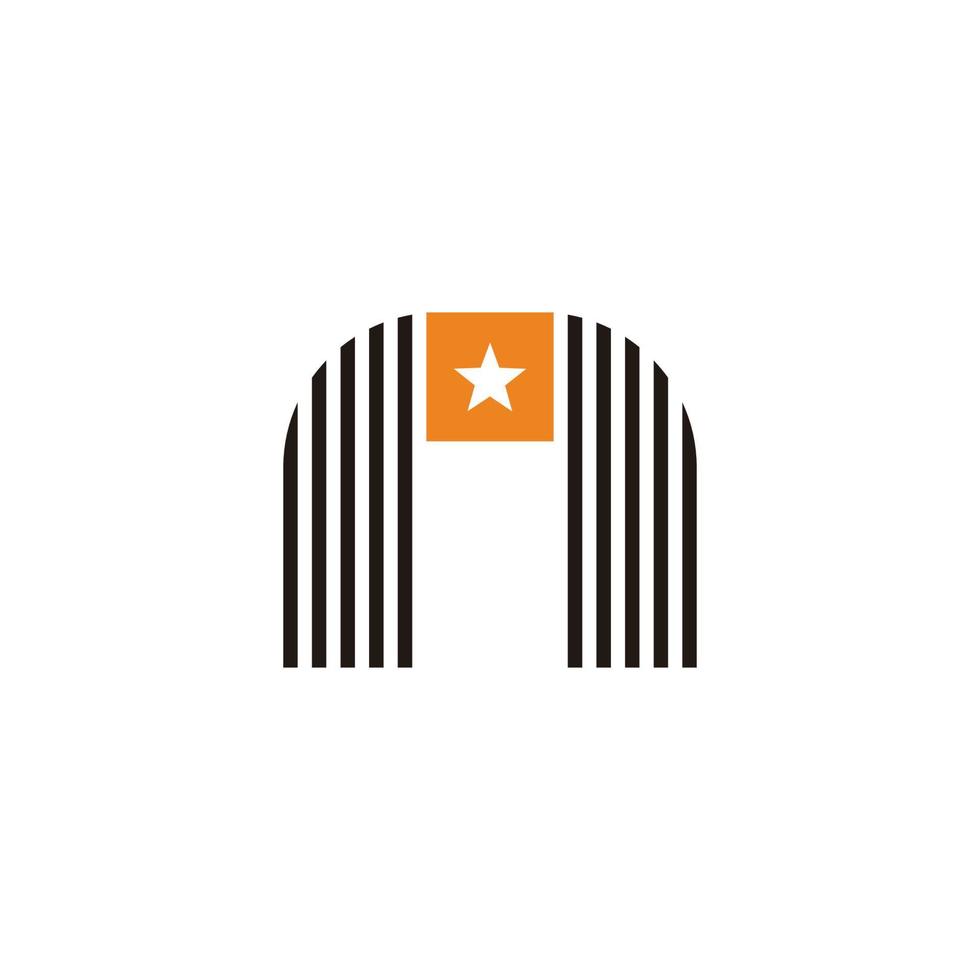 letter n simple stripes star military logo vector