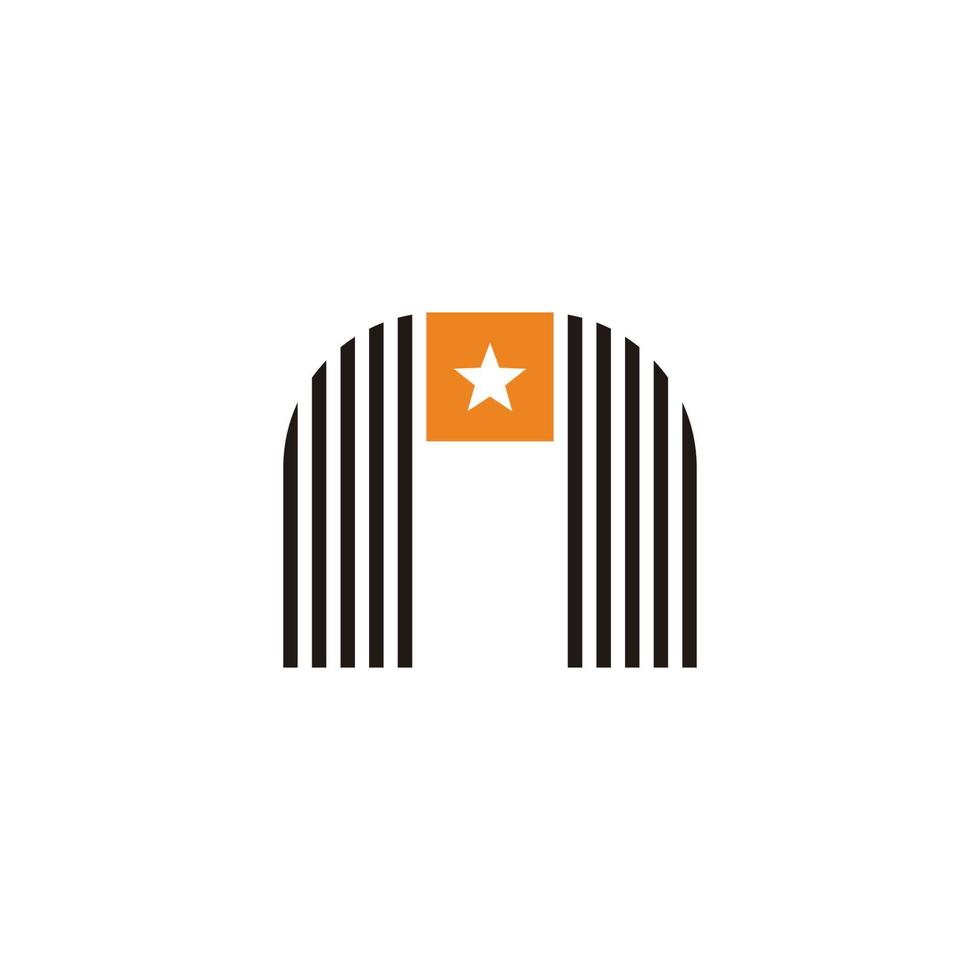 letter n simple stripes star military logo vector