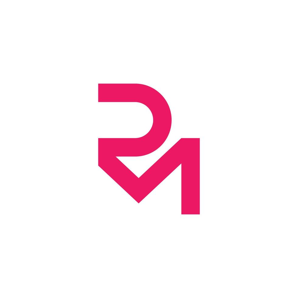simple geometric letter rm line logo vector