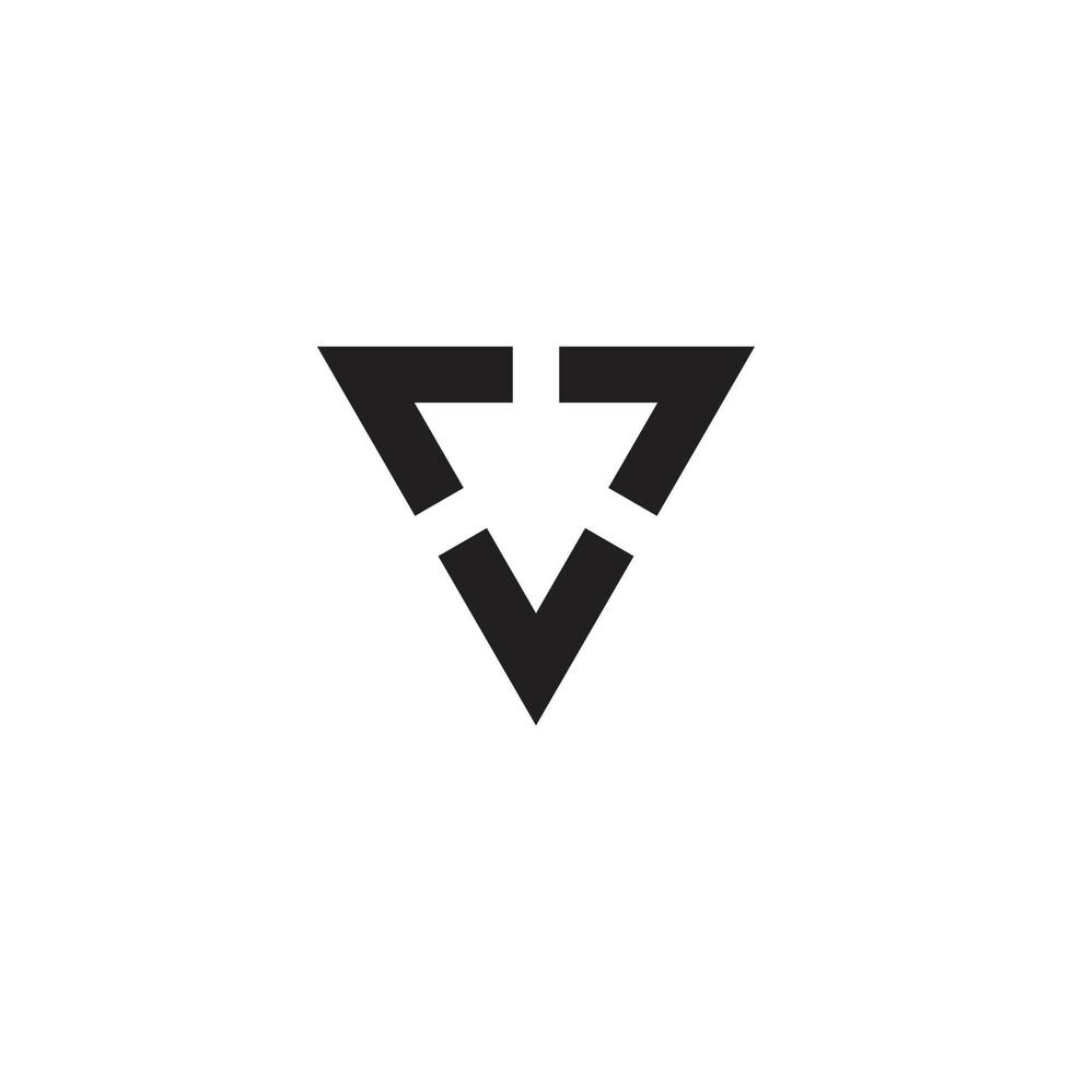triángulo v flechas vinculadas vector de logotipo geométrico