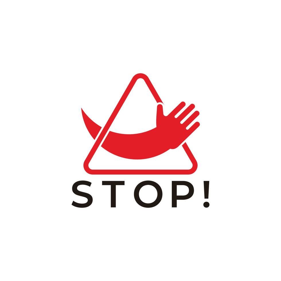 triangle stop hand sign symbol icon vector