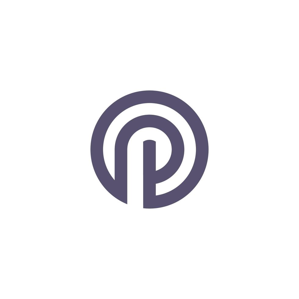 simple letter p stripe circle geometric logo vector