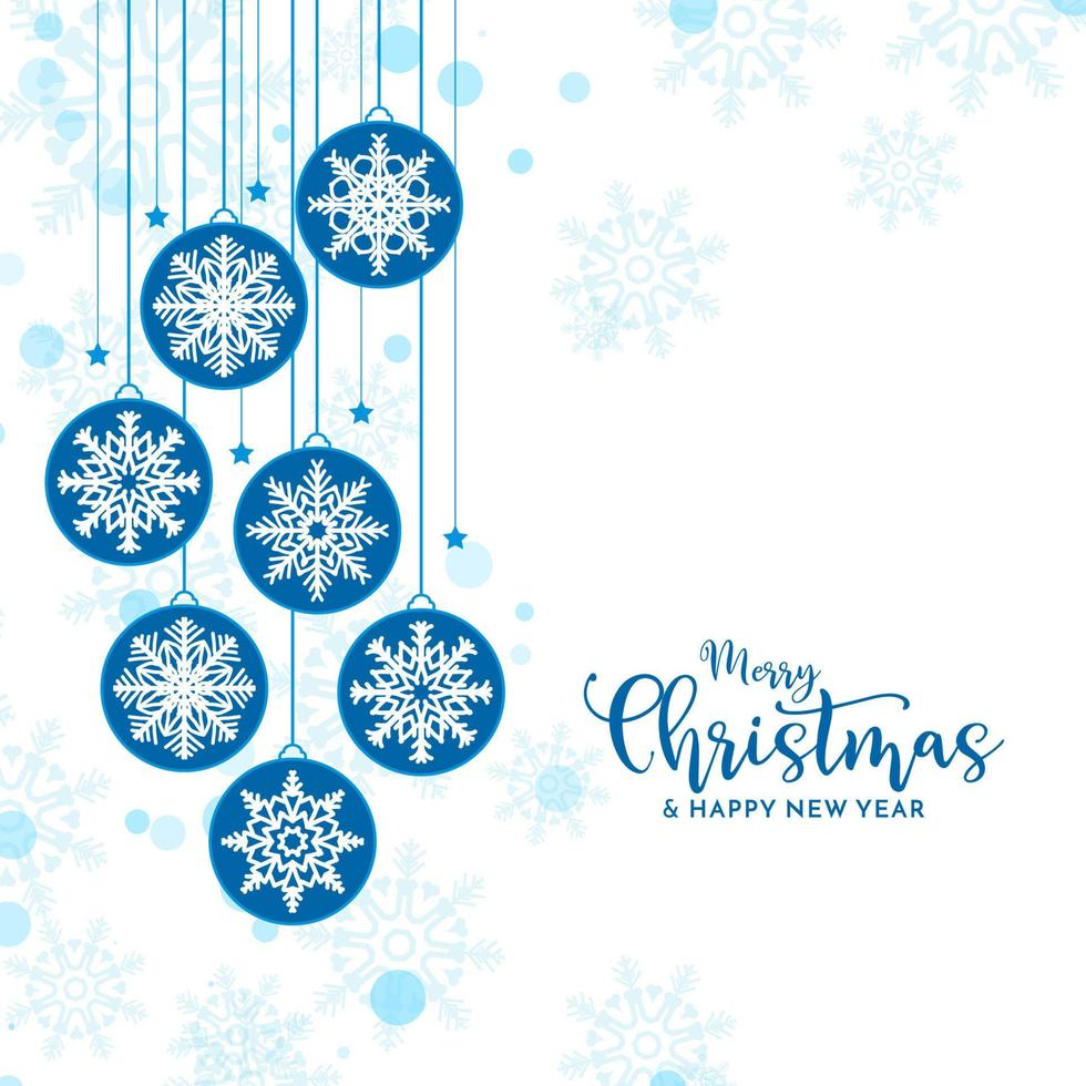 Merry Christmas festival background with decorative blue christmas balls vector