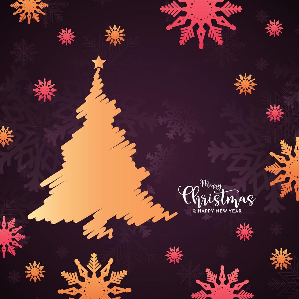 Merry Christmas festival colorful background with tree design vector