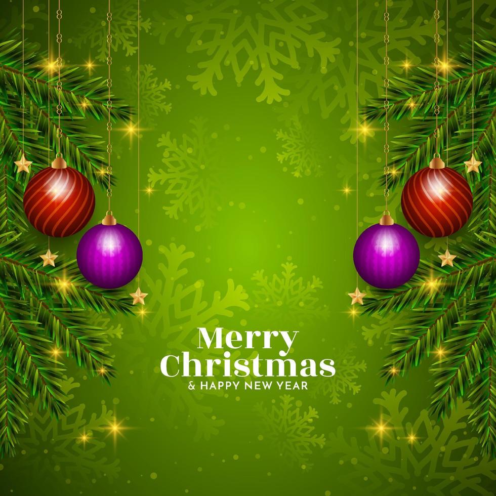 Merry Christmas festival stylish green background design vector