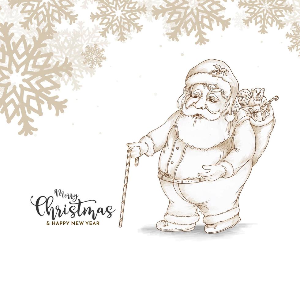 Merry Christmas festival greeting card with santa claus design vector