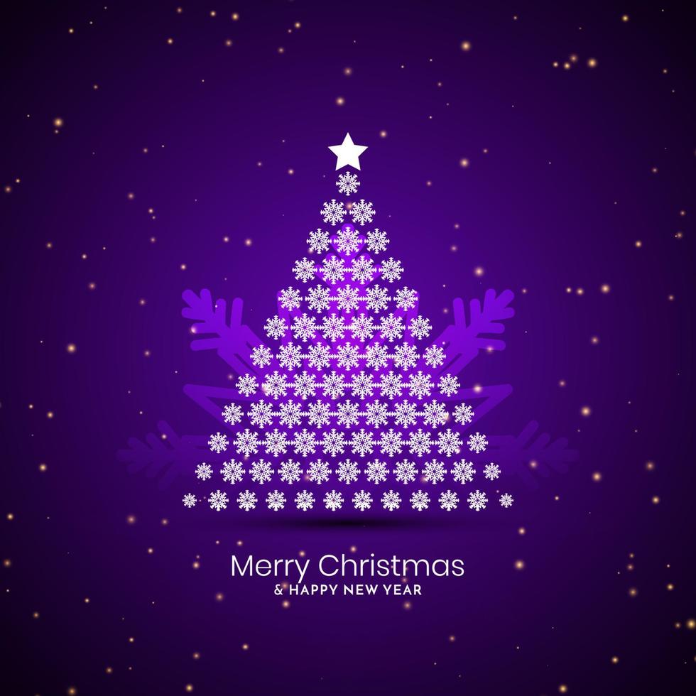 Merry Christmas festival violet background with christmas tree vector