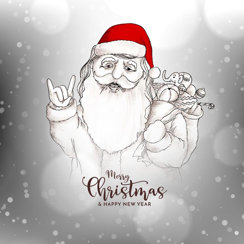 Merry Christmas festival bright bokeh background with santa claus vector