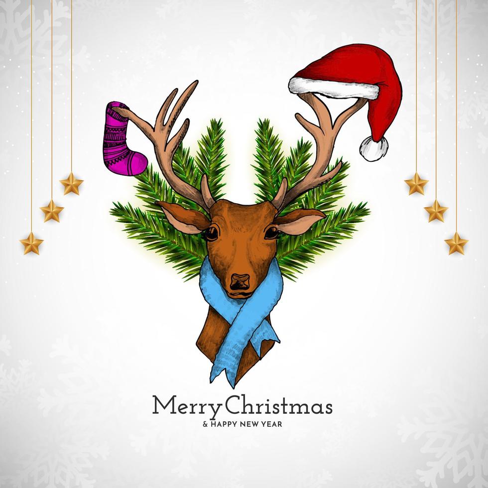 Merry Christmas festival celebration background with reindeer vector
