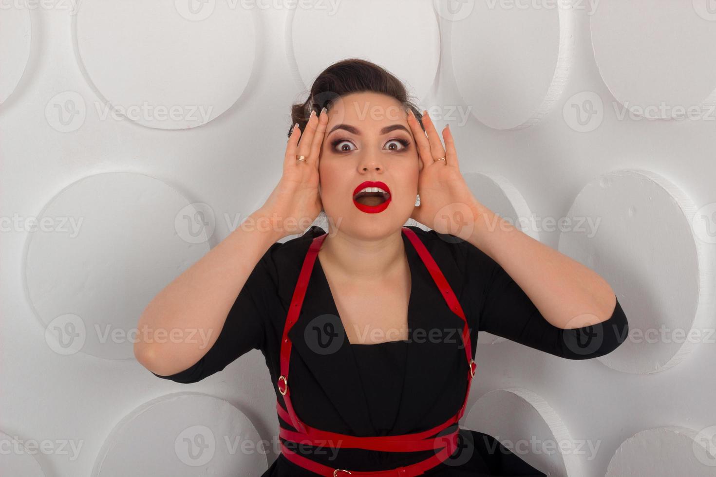 Woman in a black dreess photo