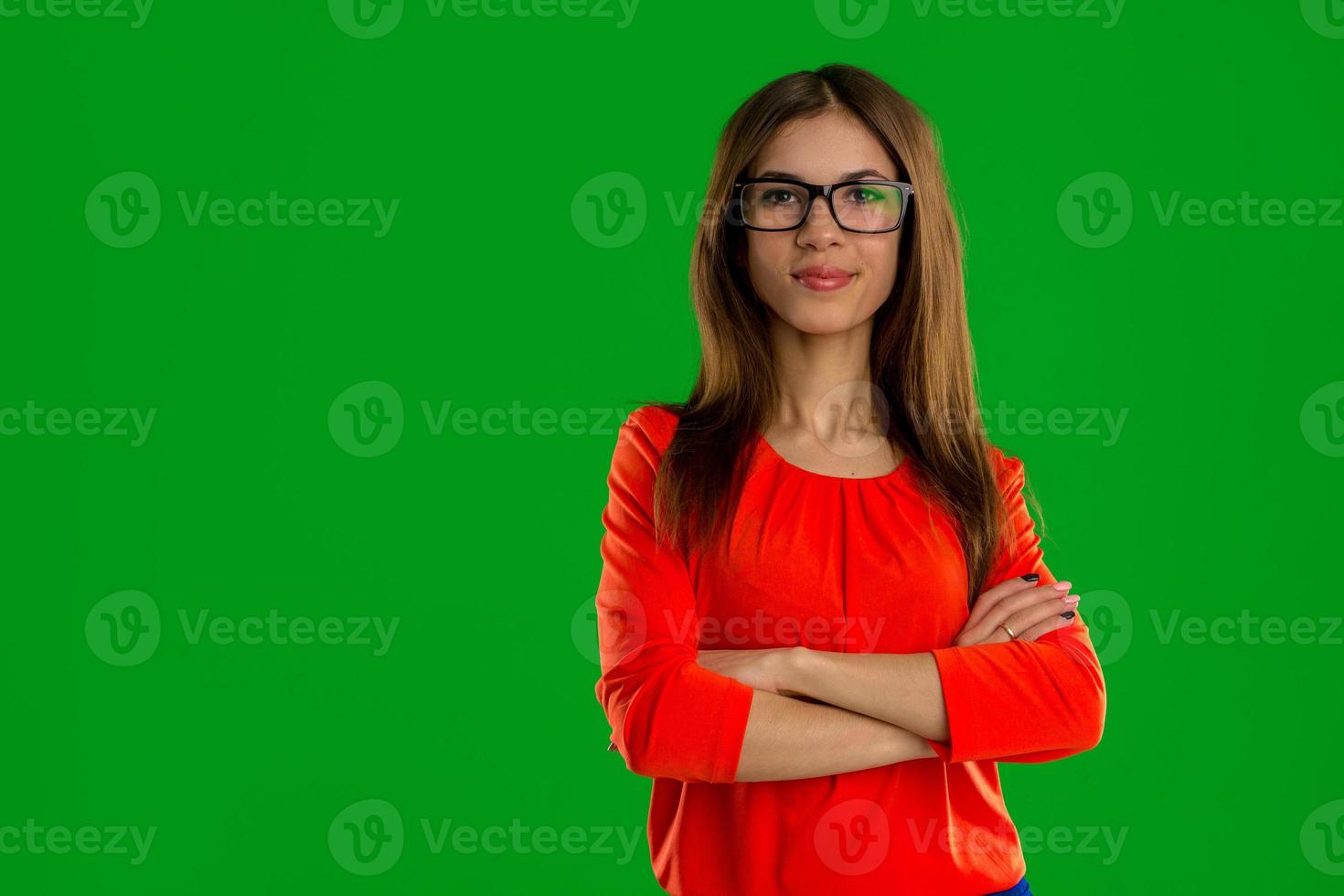 Girl in glasses posing photo