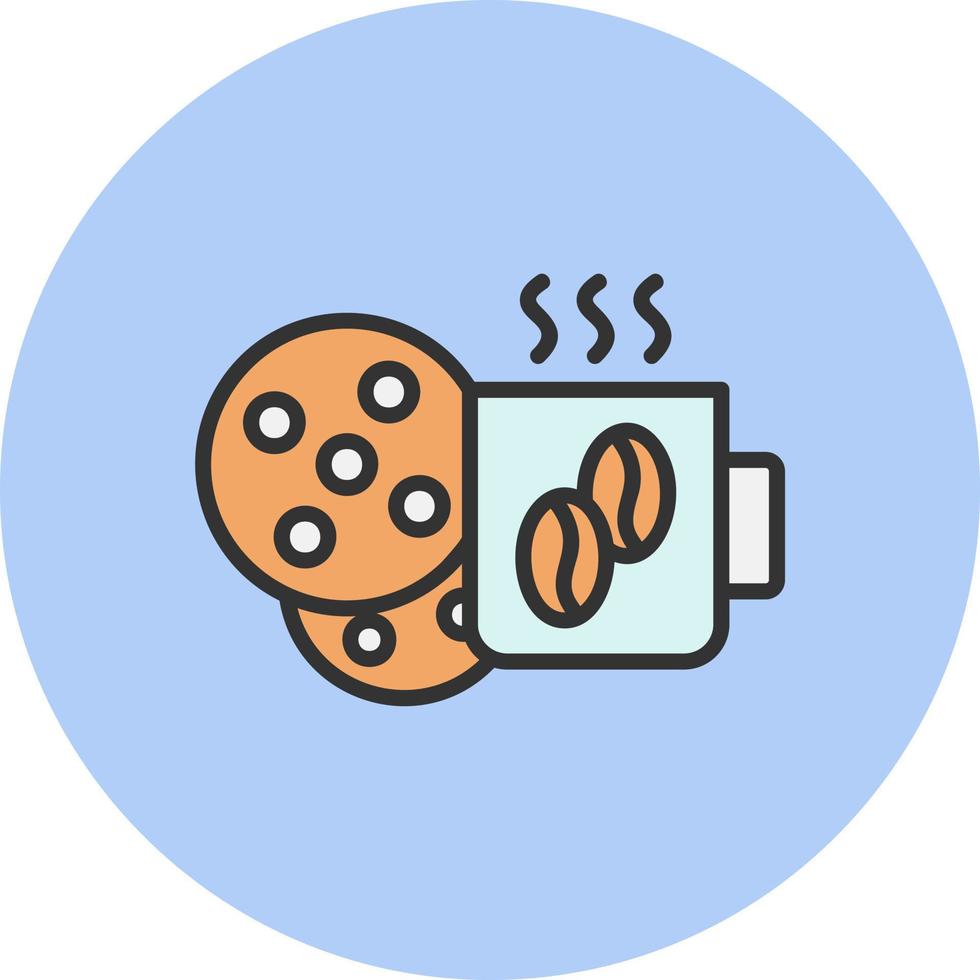 taza de café con icono de vector de galletas