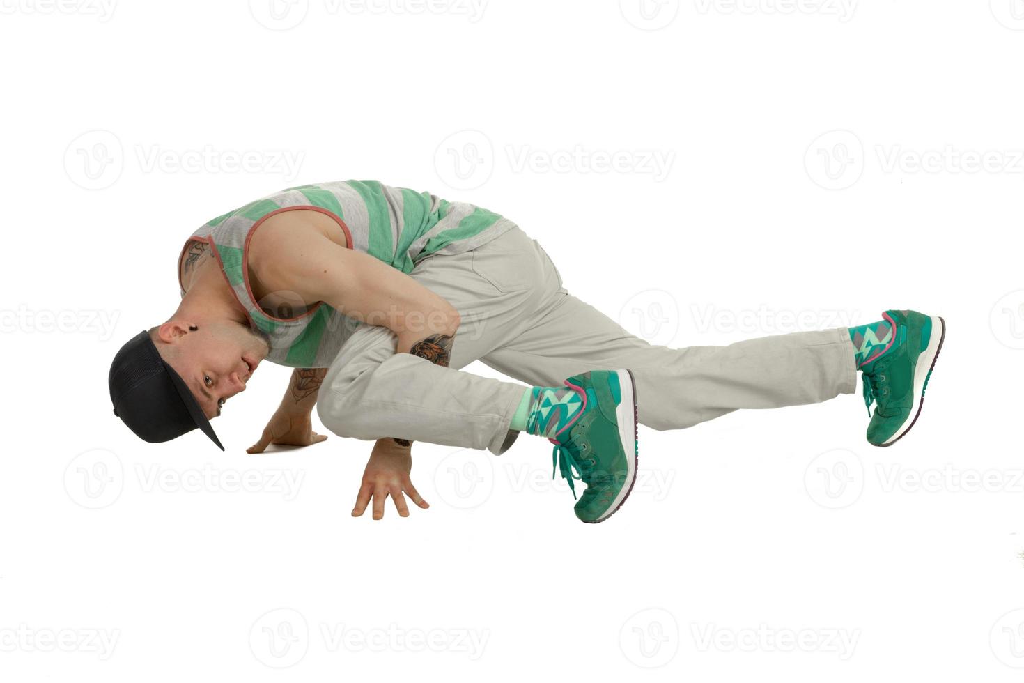 break dancer posing in casual clothes photo