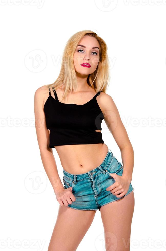 portrait of beautiful caucasian girl in studio photo