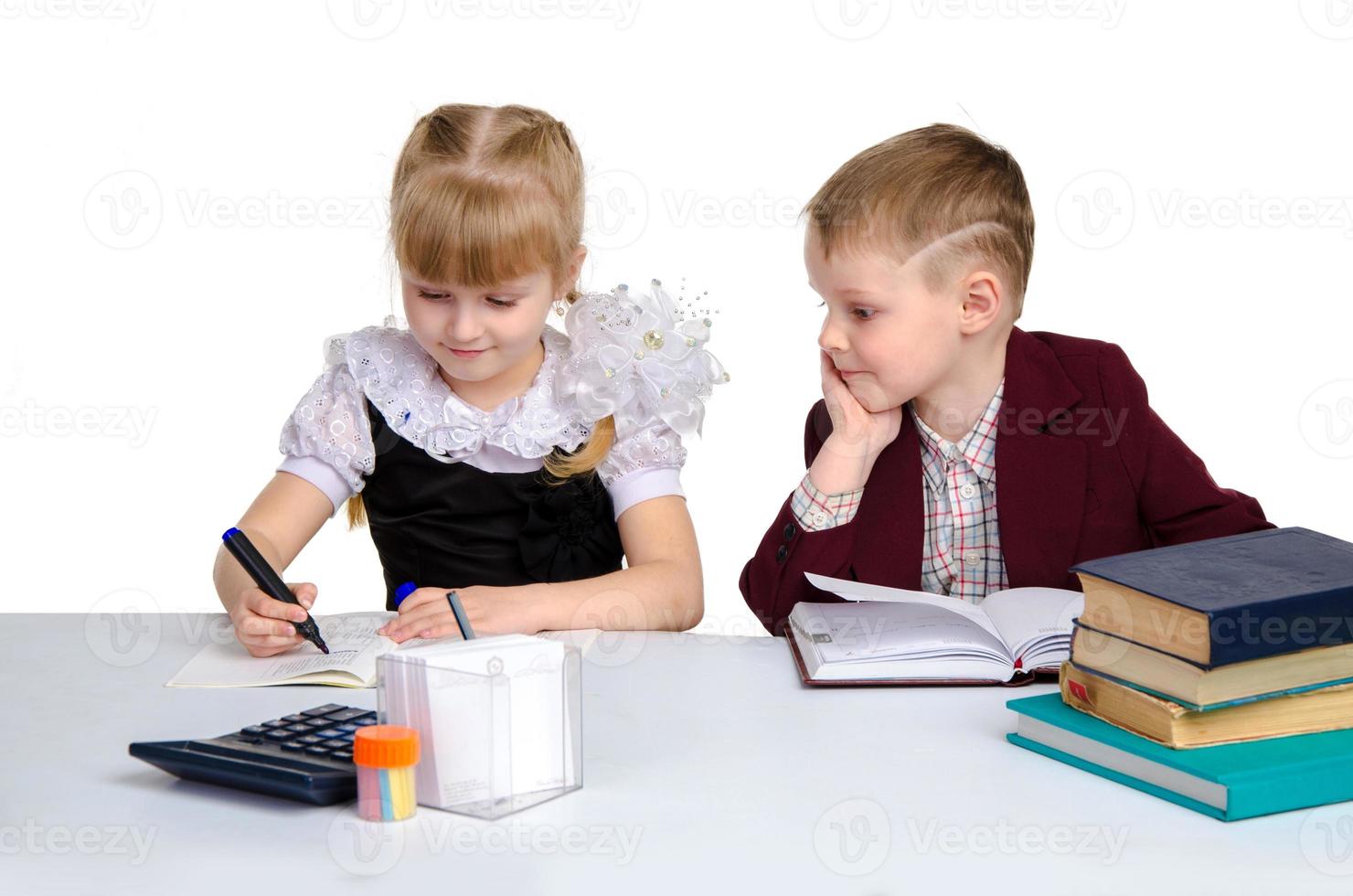 portrait of couple of pupils in uniform photo