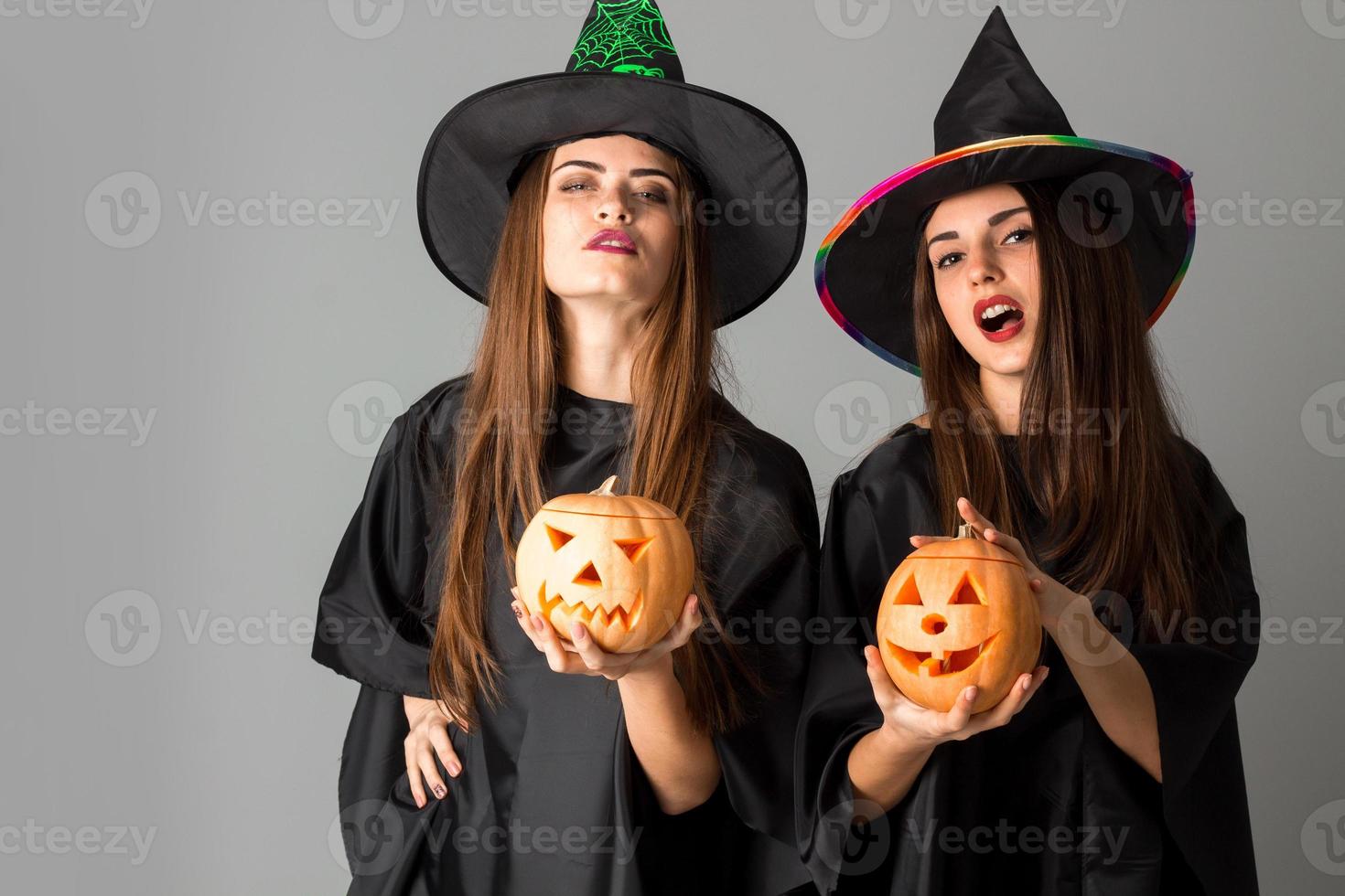 pretty girls in halloween style clothes photo