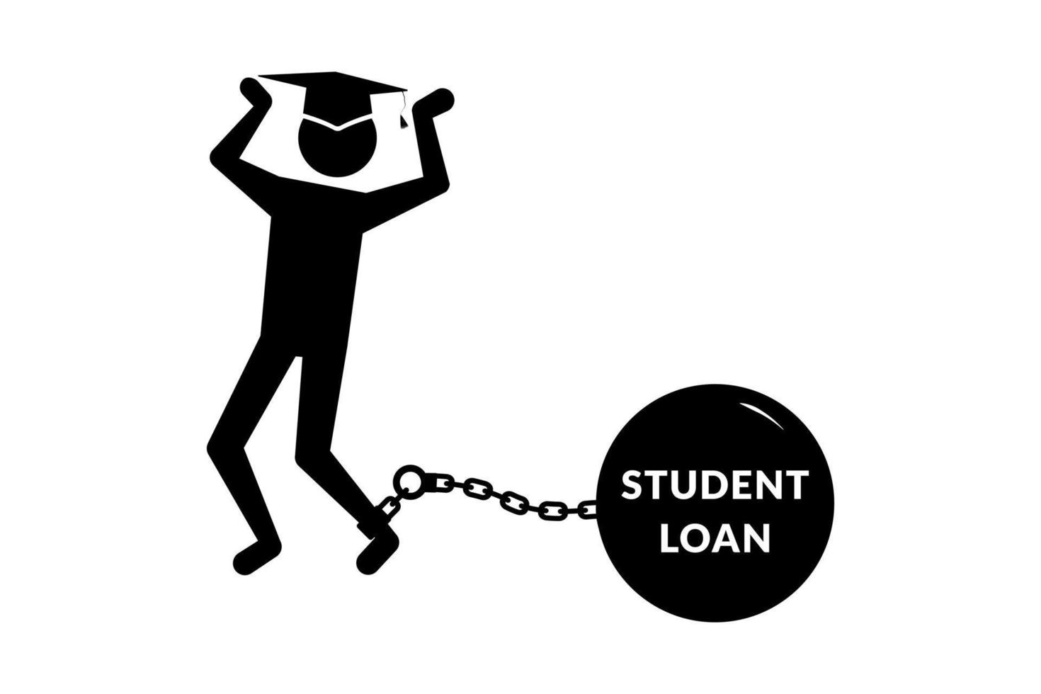 Student icon drowning chained with student loan debt vector