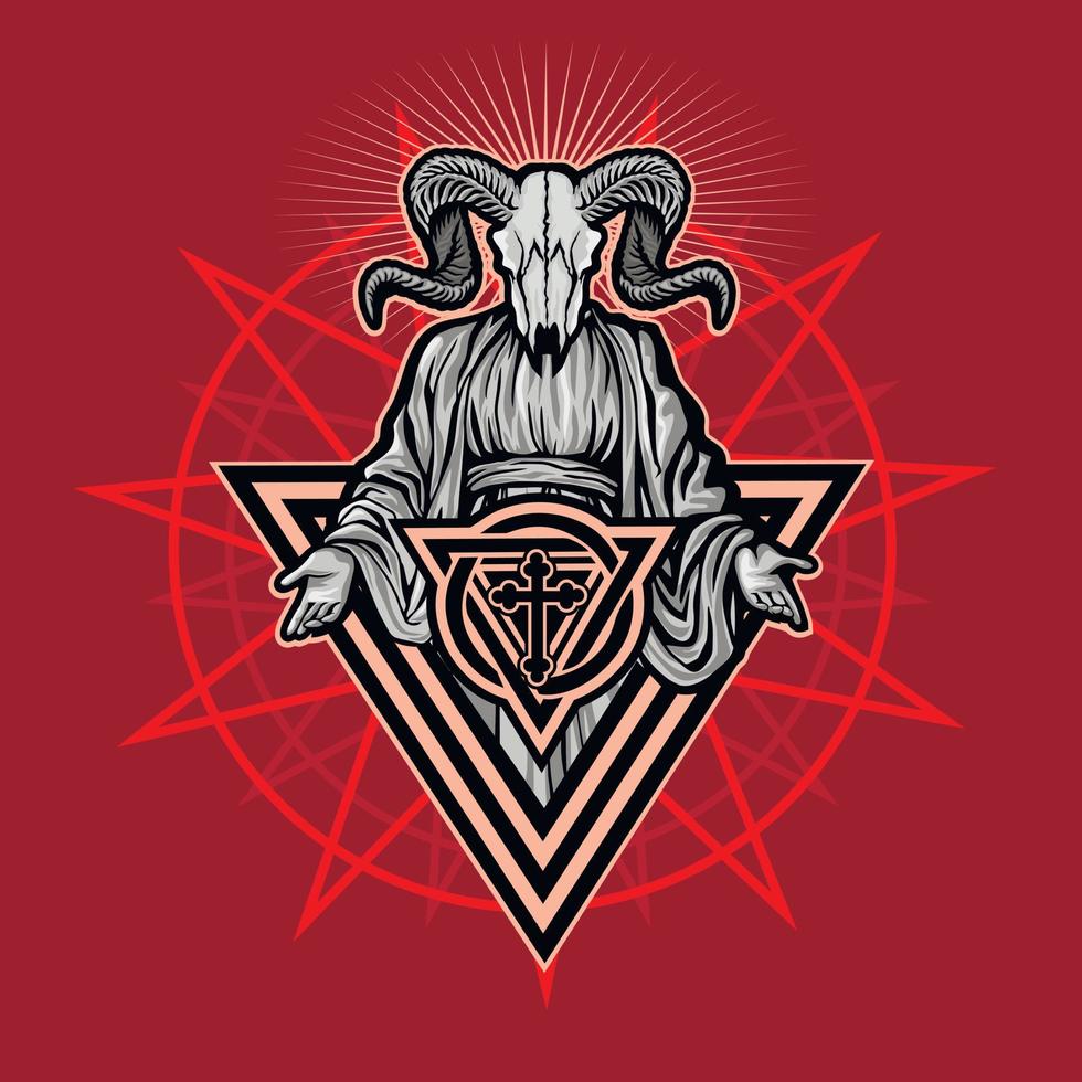 Gothic sign with  aries skull, grunge vintage design t shirts vector
