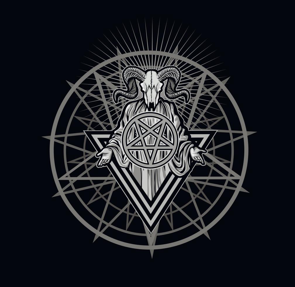 Gothic sign with  aries skull, grunge vintage design t shirts vector