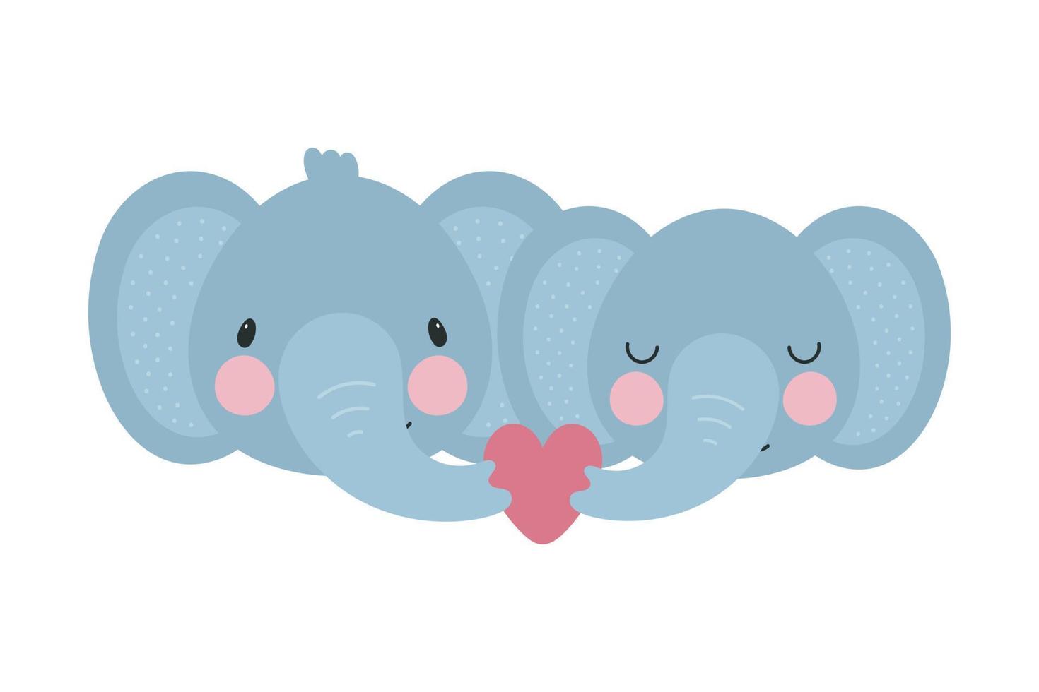 Elephants in love. Vector illustration. For card, posters, banners, books, printing on the pack, printing on clothes, fabric, wallpaper, textile or dishes.