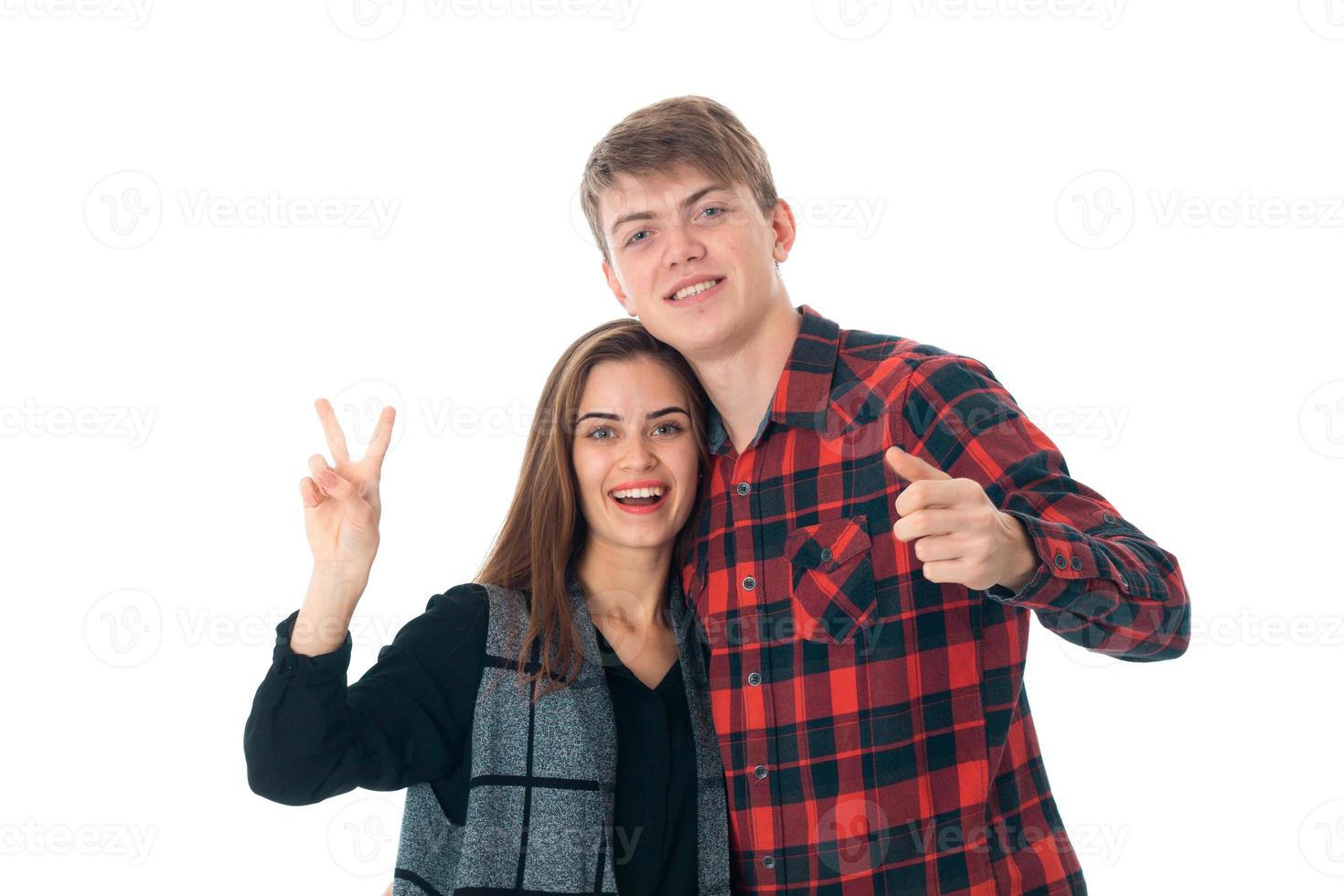 stylish couple in love in studio photo