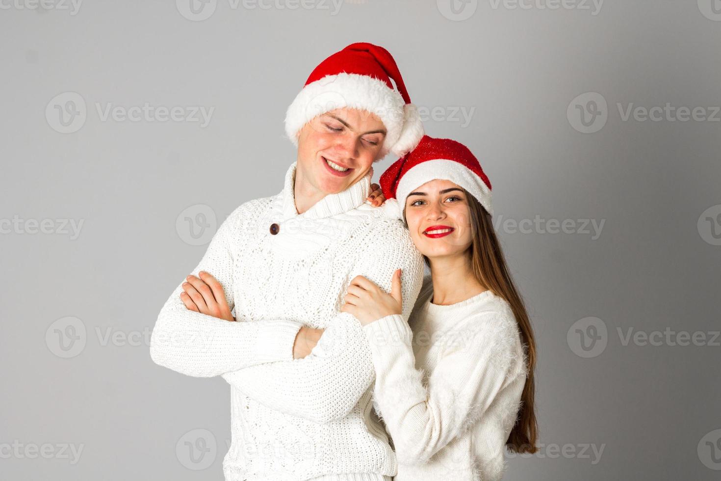 couple celebrate christmas in studio photo