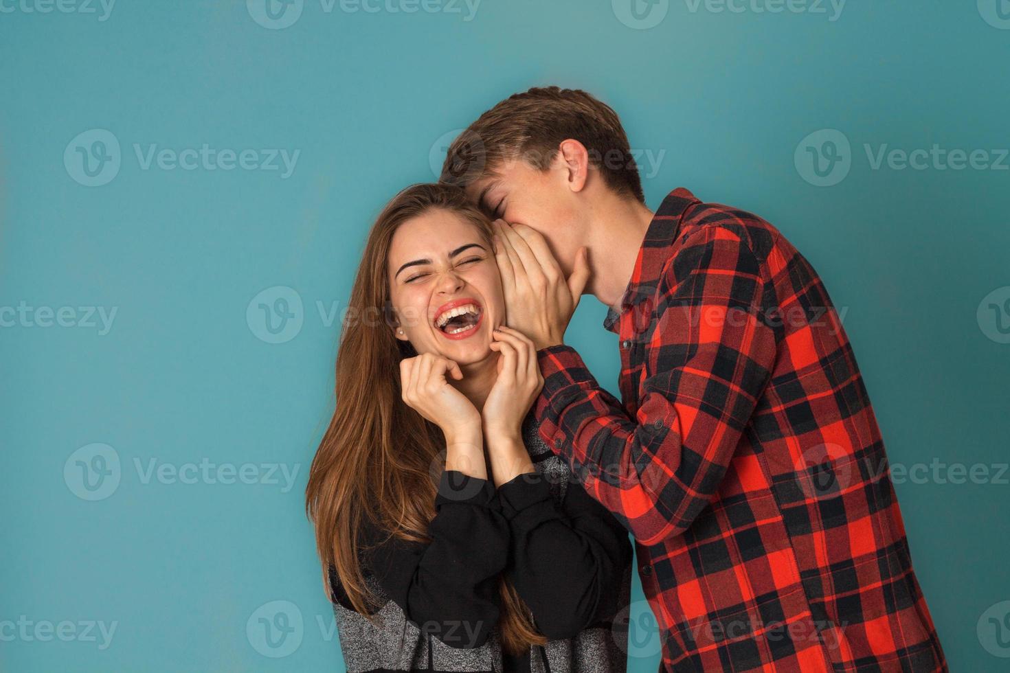 stylish couple in love in studio photo